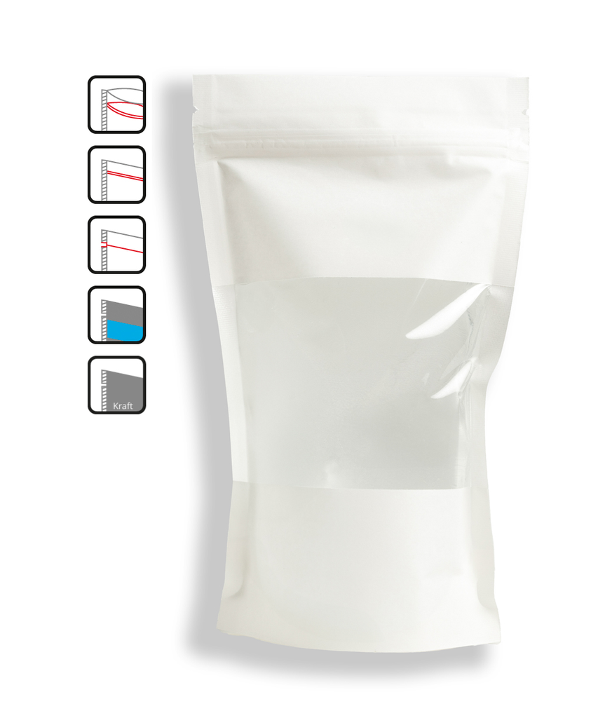 280/1 Doypack PAP/PET/PE 130x70x225 mm, 500 ml s oknem bílá