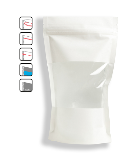 [281/1] 281/1 Doypack PAP/PET/PE 160x80x270 mm, 750 ml s oknem bílá